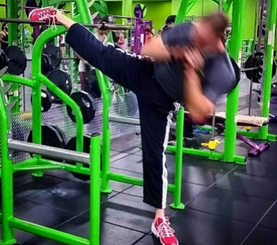 Part of my core training. Yes, I am using the squat rack--super sets of squats/core